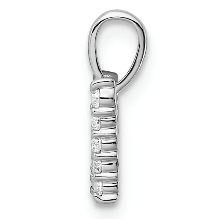 Rhodium Over 14K White Gold Lab Grown Diamond Letter W Initial Pendant