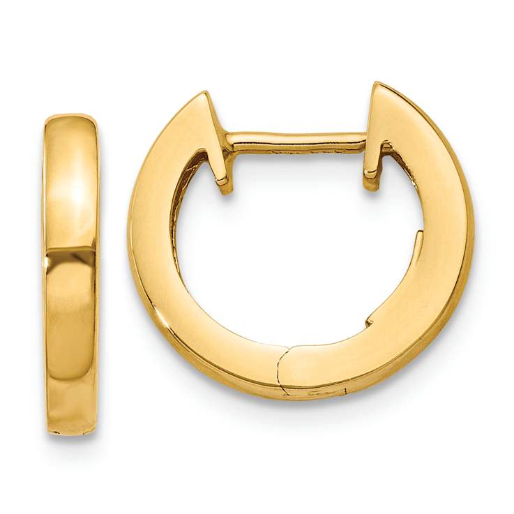 14k Yellow Gold 3/8" Polished Hinged Hoop Earrings