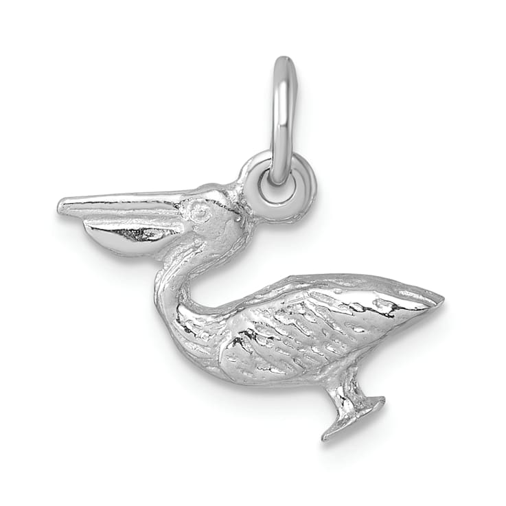 Rhodium Over Sterling Silver Pelican Pendant