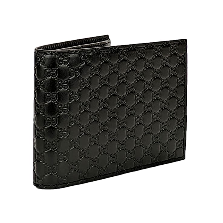 Gucci Men's Microguccissima GG Black Leather Trifold ID