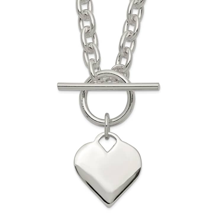 Sterling Silver Heart Toggle Necklace