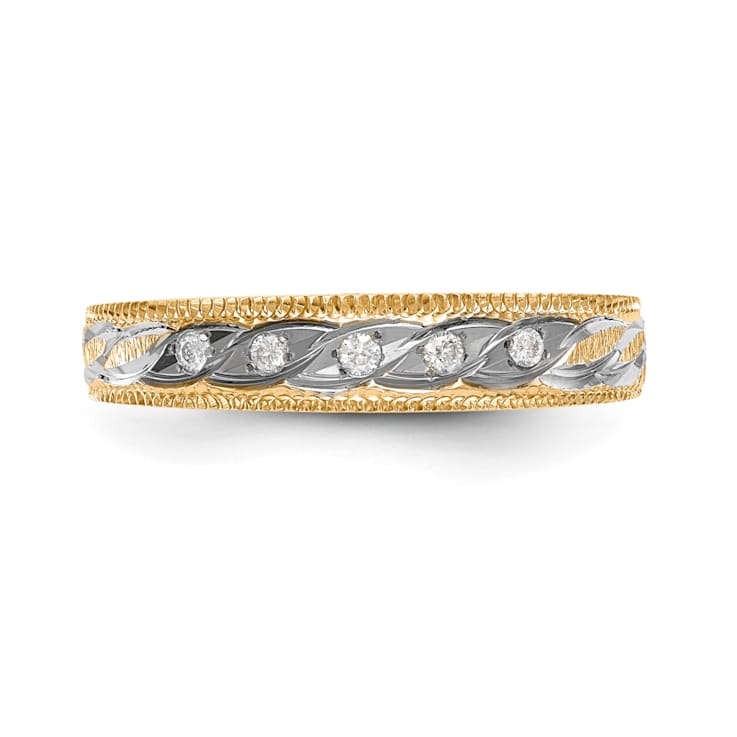14K Yellow Gold AA Quality Ladies Wedding Band 0.05ctw