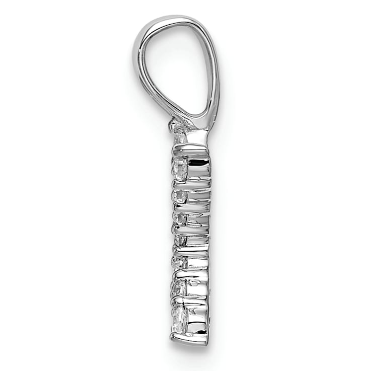Rhodium Over 14K White Gold Lab Grown Diamond Letter K Initial Pendant