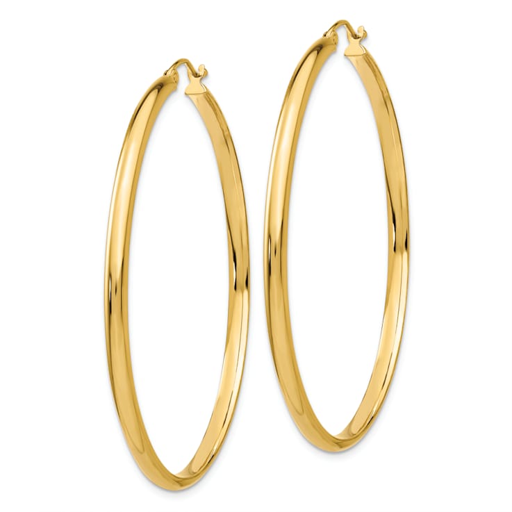 14k Yellow Gold Polished 1 15/16" Hoop Earrings