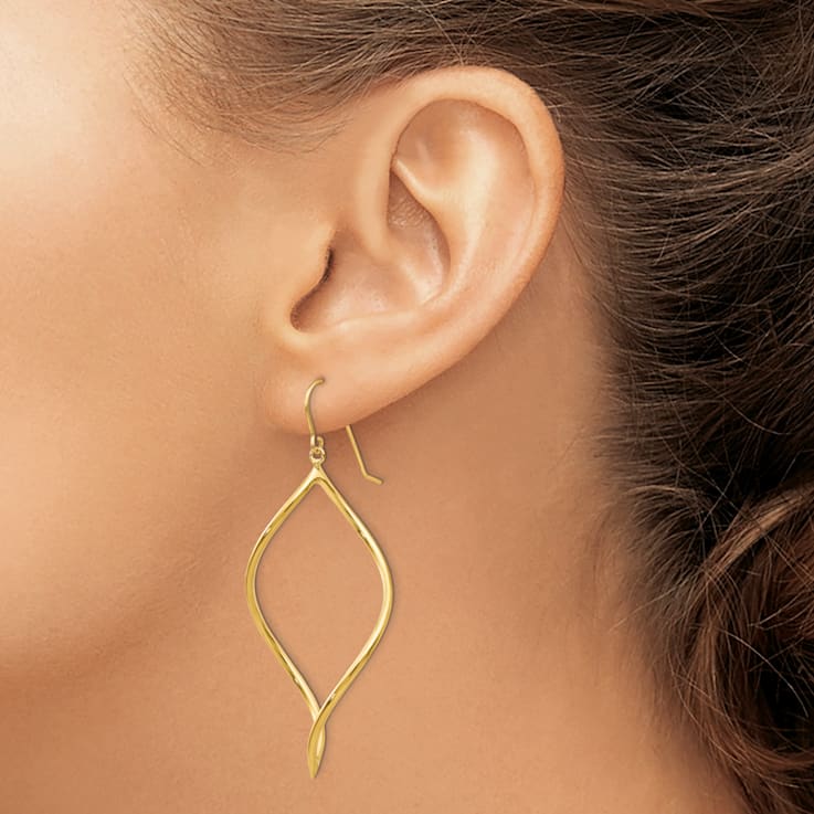 14k Yellow Gold Twisted Drop Earrings