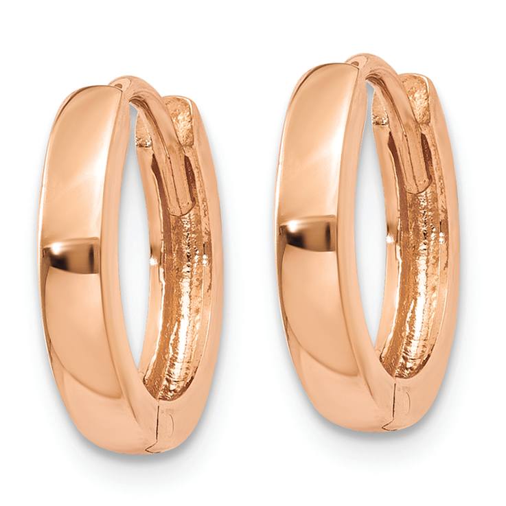 14k Rose Gold 7/16" Round Hinged Hoop Earrings