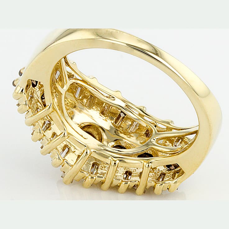 Champagne Diamond 10k Yellow Gold Ring 1.25ctw
