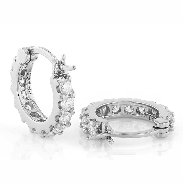 Round Moissanite Hoop Earrings In Sterling Silver
