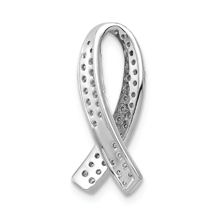 Rhodium Over 14k White Gold Diamond Awareness Chain Slide Pendant