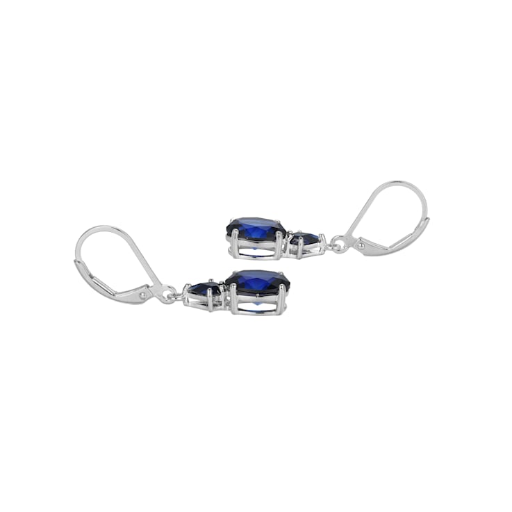 Lab Created Blue Sapphire Platinum Over Sterling Silver September
Birthstone Earrings 4.01ctw