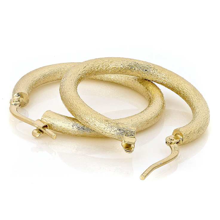 SatIn-FInish Hoop Earrings In 18K Gold Over Bronze 1 Inch