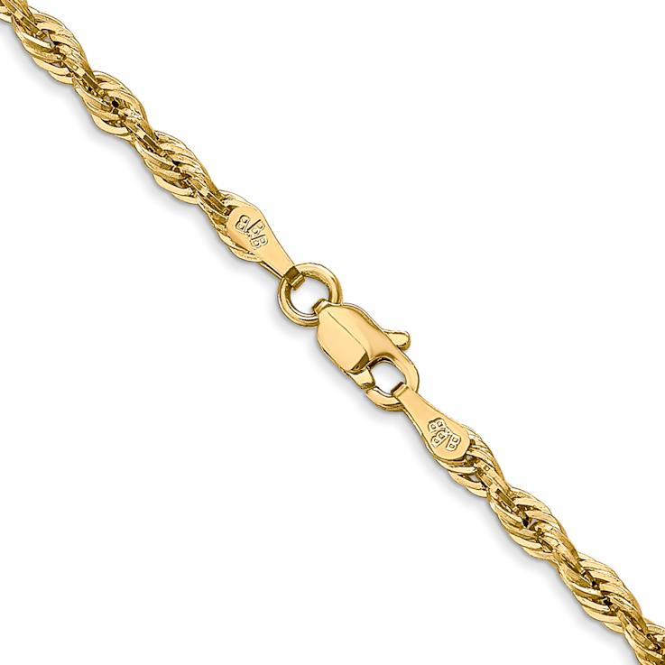 14k Yellow Gold 2.8mm Rope Link 26 Inch Chain