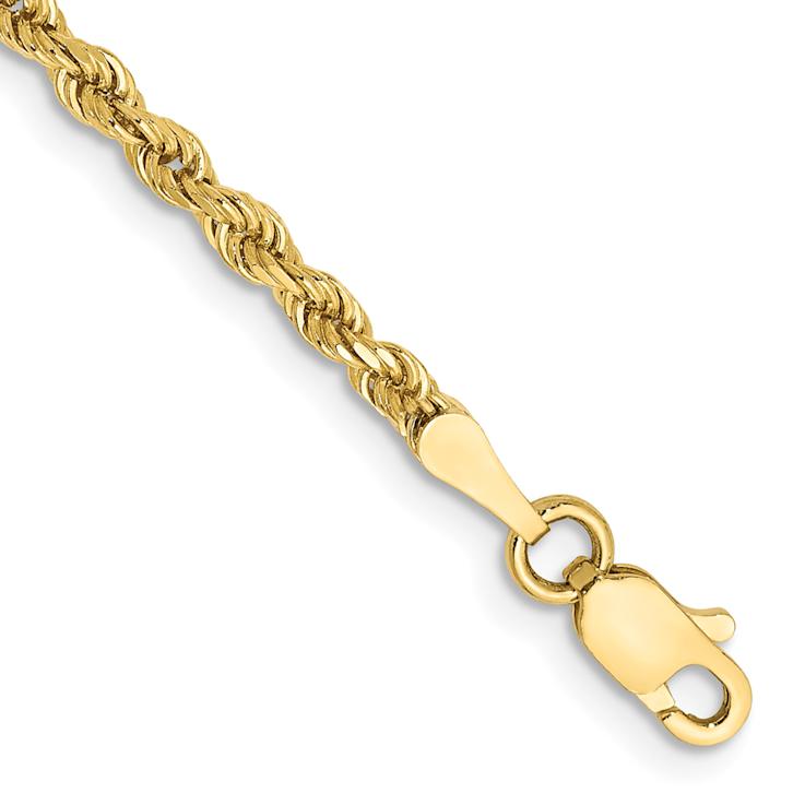 10k Yellow Gold 2.25mm Diamond-Cut Rope Link Bracelet