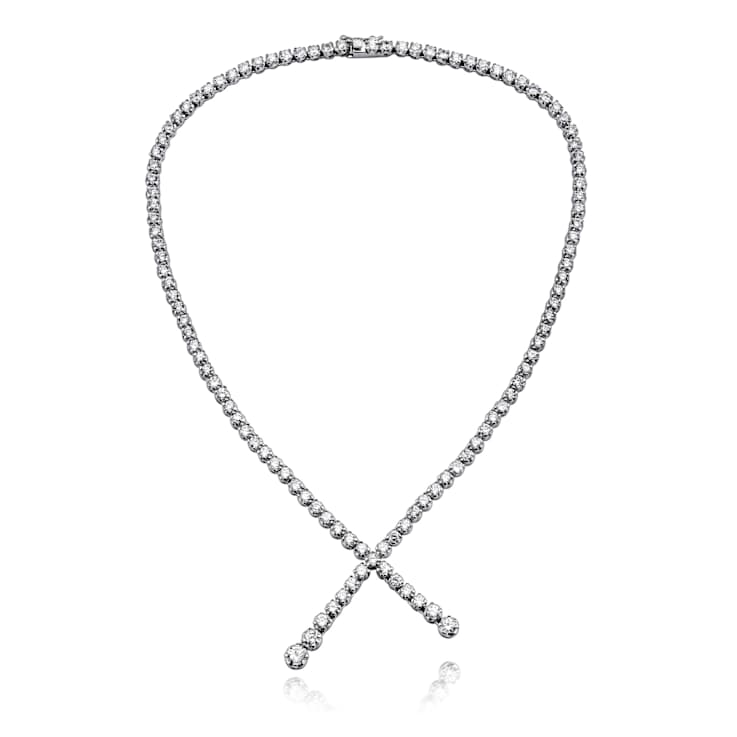 CZ Twist Chain Necklace In Sterling Silver 16 Inch