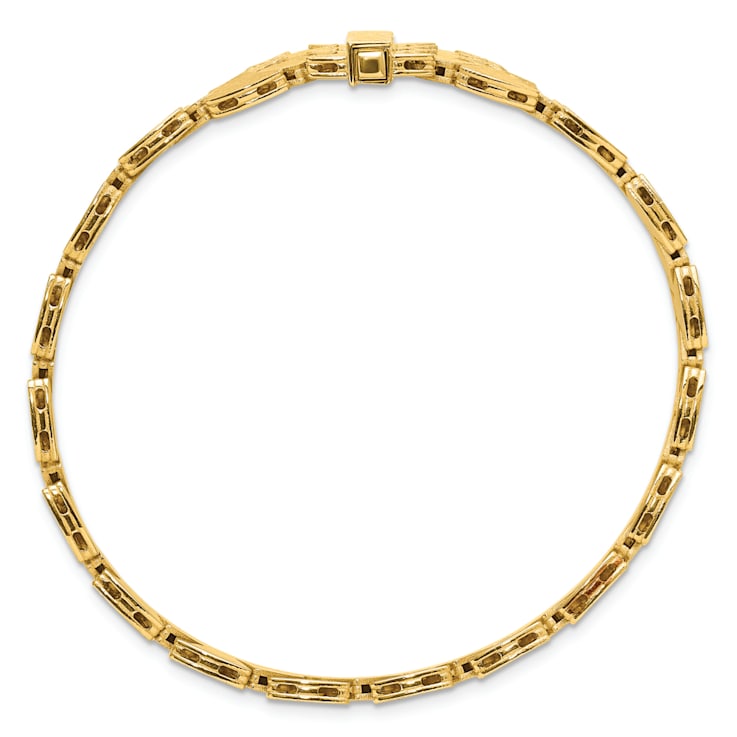 14K Yellow Gold Reversible Satin and Polished 24mm 7.25-inch Bracelet