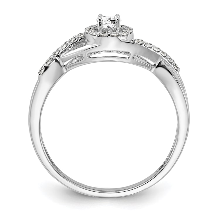 Rhodium Over 14K White Gold Lab Grown Diamond Complete Halo Engagement
Ring 0.282ctw