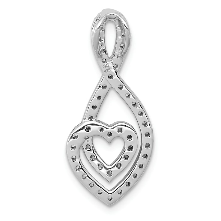 Rhodium Over 14k White Gold Diamond Fancy Heart Infinity Chain Slide Pendant