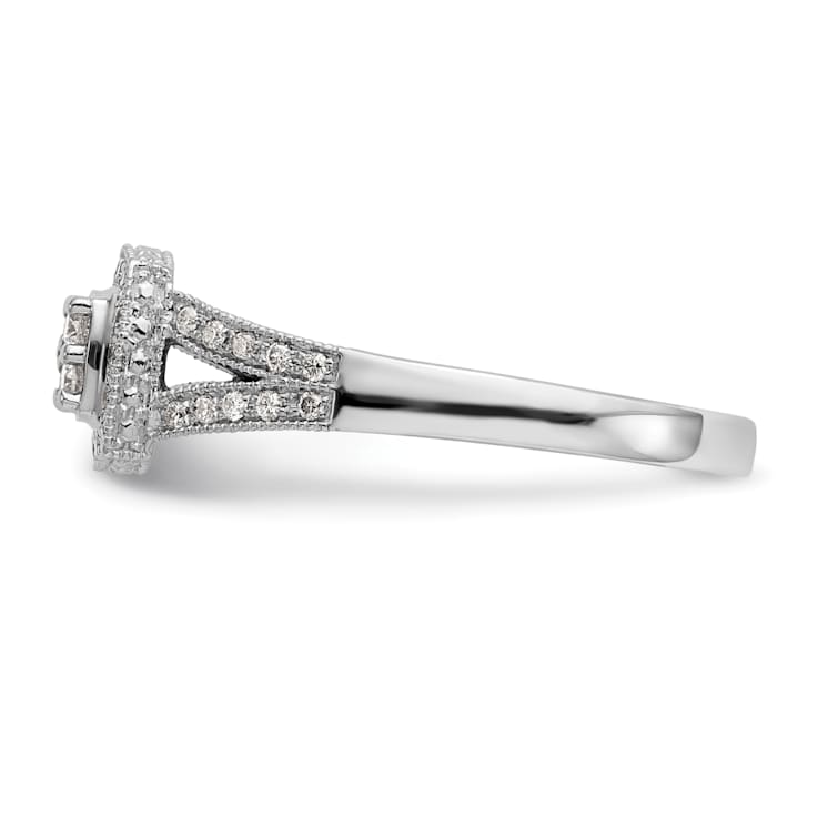 Rhodium Over 14K White Gold Lab Grown Diamond Cluster Engagement Ring 0.508ctw