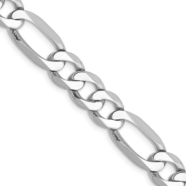 Rhodium Over 14k White Gold 7mm Solid Flat Figaro 20 Inch Chain