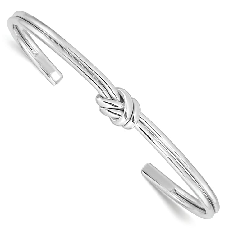 Rhodium Over Sterling Silver Polished Knot Cuff Bracelet