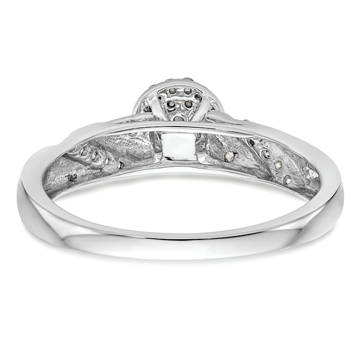 Rhodium Over 14K White Gold Diamond Trio Cluster Engagement Ring 0.15ctw