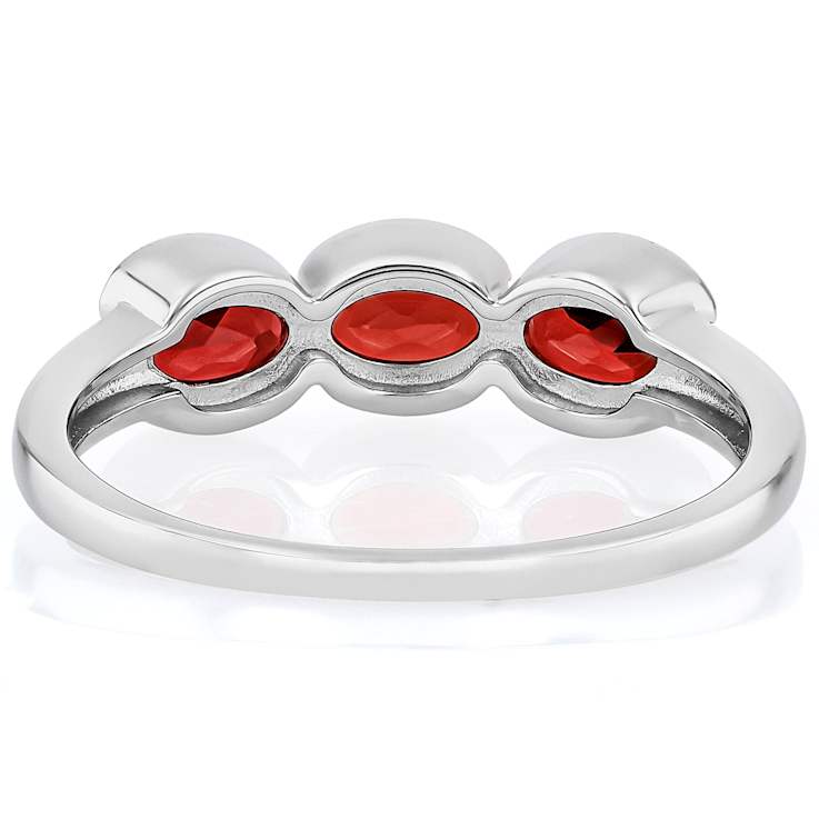 Red Garnet Three-Stone Ring In Platinum Over Sterling Silver 1.53ctw