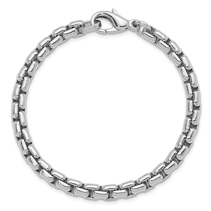 Rhodium Over Sterling Silver 6.0mm Box 8.5 Inch Chain