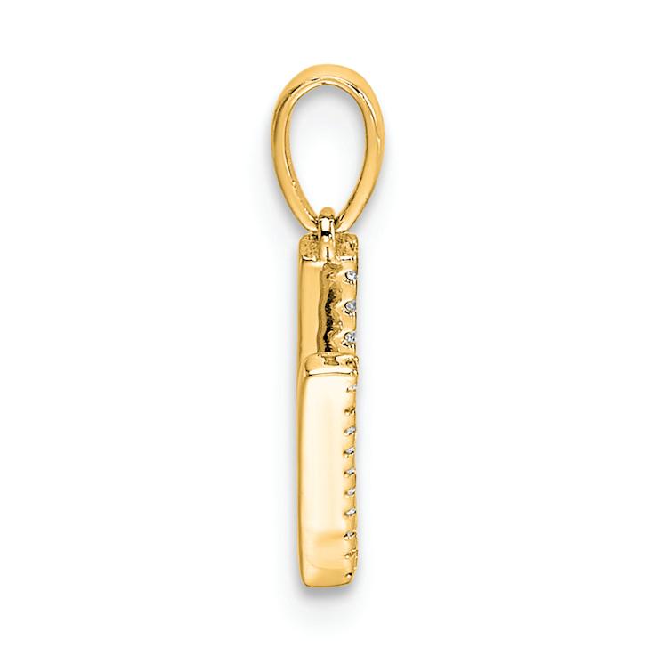 14k Yellow Gold Diamond Letter V Initial Pendant