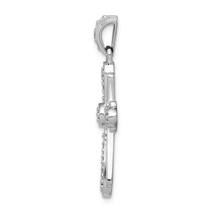 Rhodium Over 14K White Gold 1/10ct. Diamond Cross Pendant