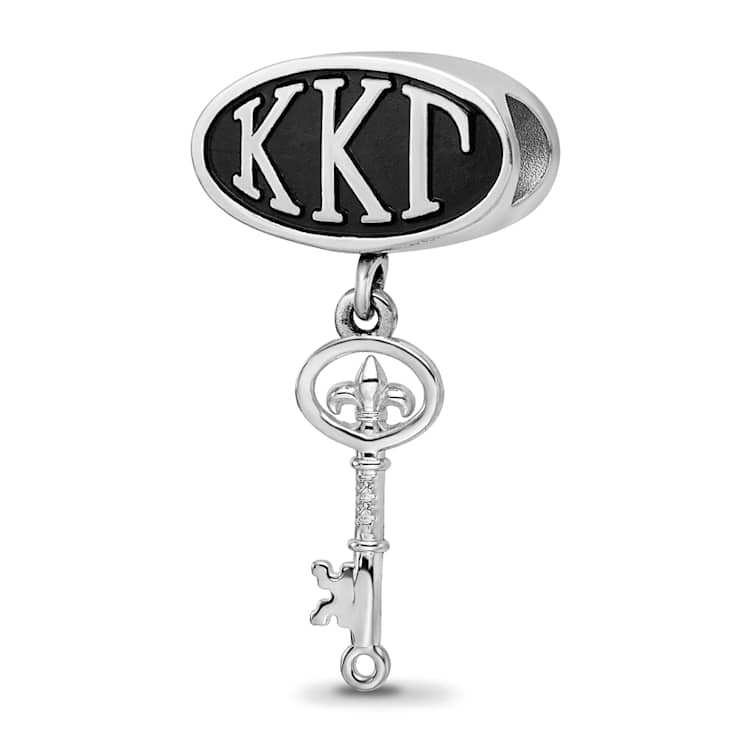 Sterling Silver LogoArt Kappa Kappa Gamma Oval with Key Dangle Bead