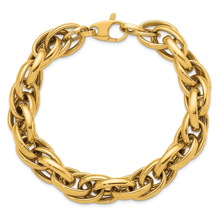 14K Yellow Gold 11.8mm Rope 8.5 inch Bracelet