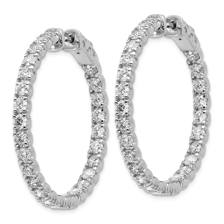 Rhodium Over 14K White Gold Oro Spotlight Lab Grown Diamond SI+, H+,
Hoop with Safety Clasp Earrings