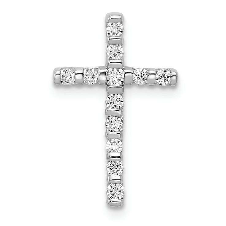 Rhodium Over 14k White Gold Diamond Cross Chain Slide Pendant
