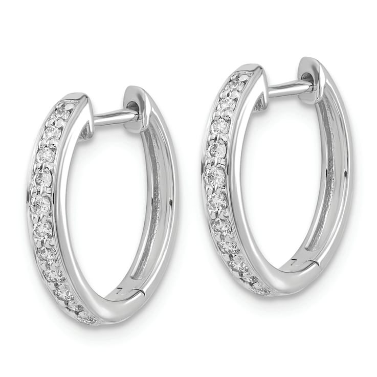 Rhodium Over 14K White Gold Lab Grown Diamond SI1/SI2, G H I, Hinged
Hoop Earrings