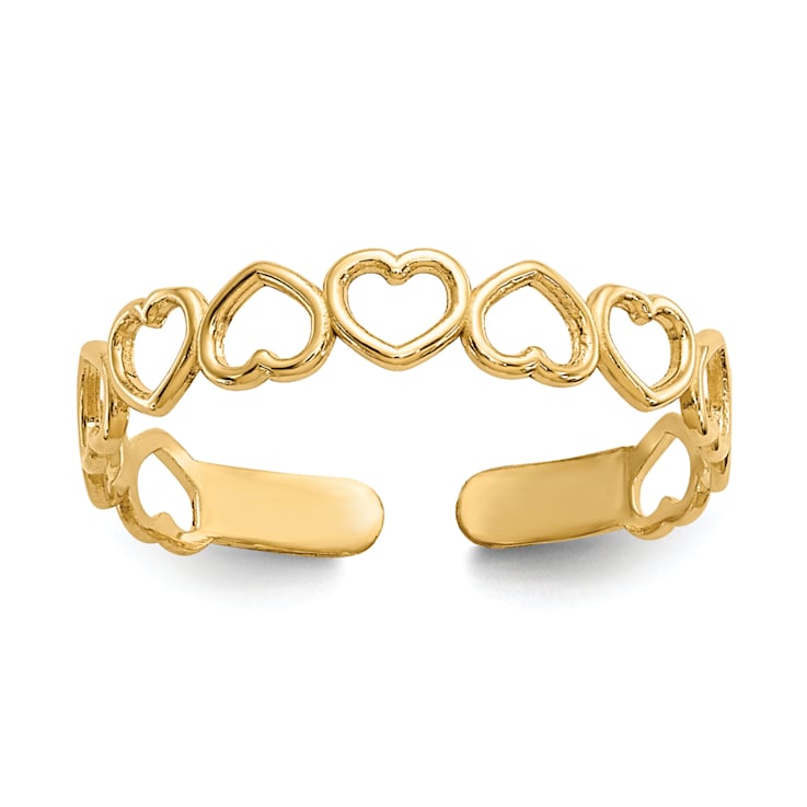 14K Yellow Gold Open Hearts Toe Ring