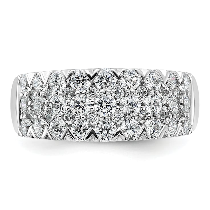 Rhodium Over 14K White Gold Pave Diamond Wedding Band 1.59ctw