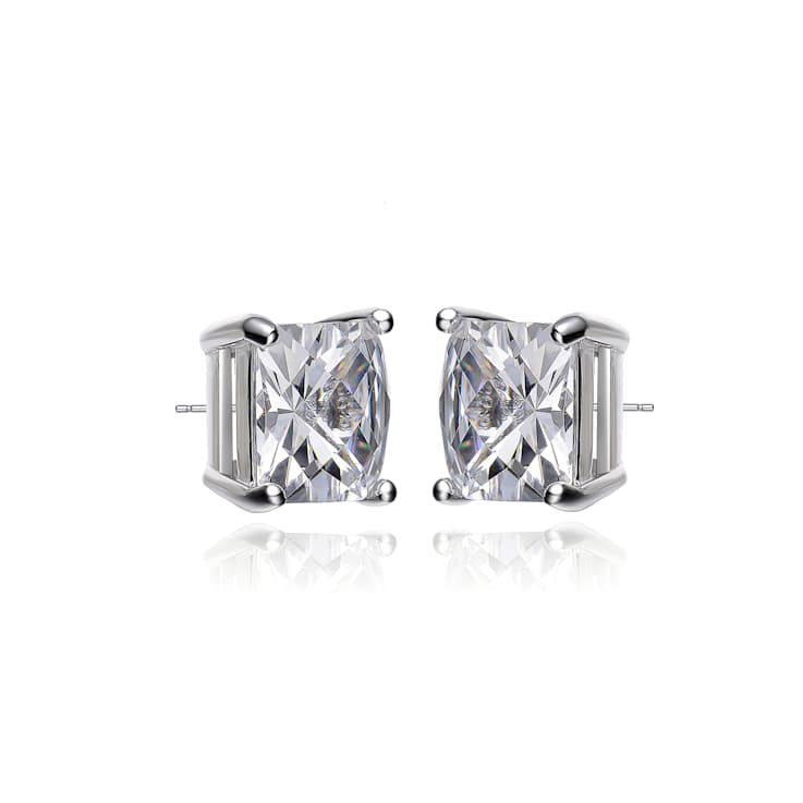 Princess-Cut CZ Stud Earrings In Sterling Silver