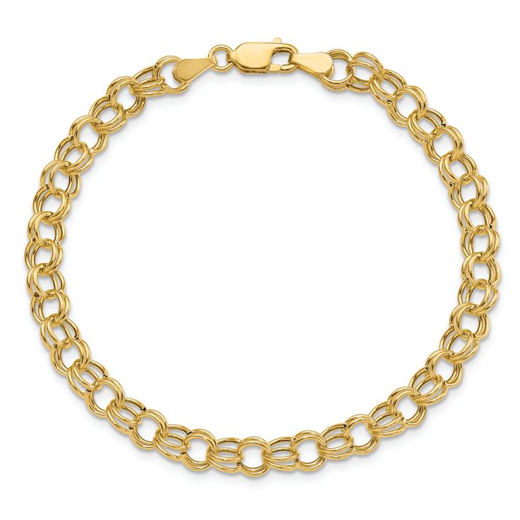 10k Yellow Gold 6mm Double Link Charm Bracelet