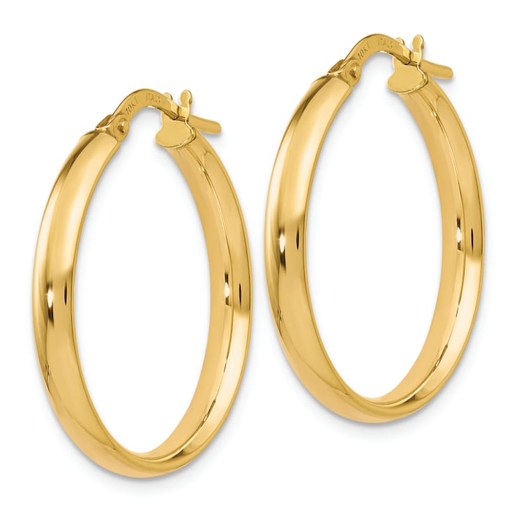 10k Yellow Gold 15/16 inch Polished Hoop Earrings
