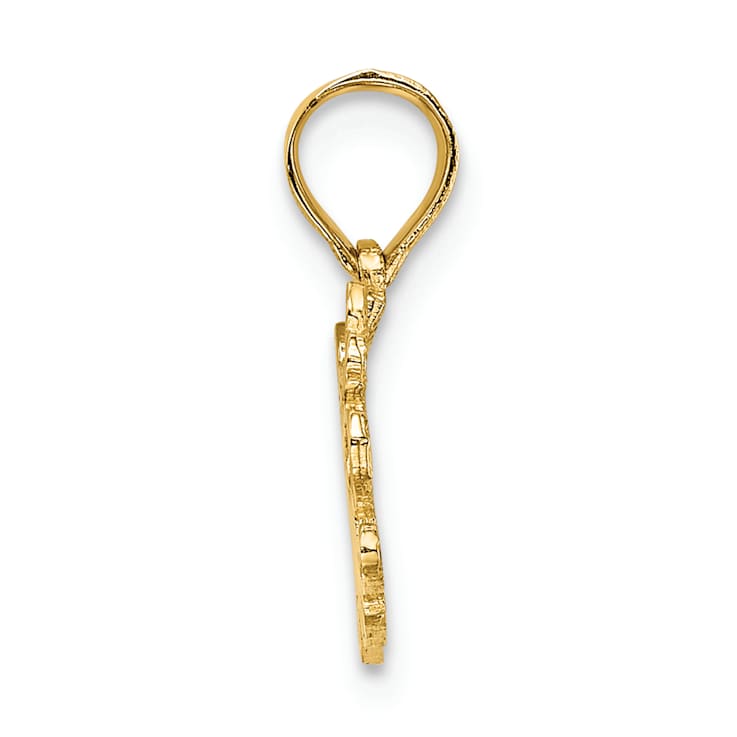 14k Yellow Gold Textured Little Angel pendant