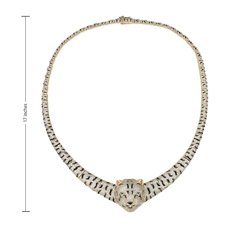 CZ Leopard Graduated Necklace In 14K Gold Over Brass