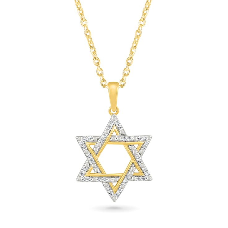 Diamond Star Of David Pendant In 10K Gold 0.10ctw