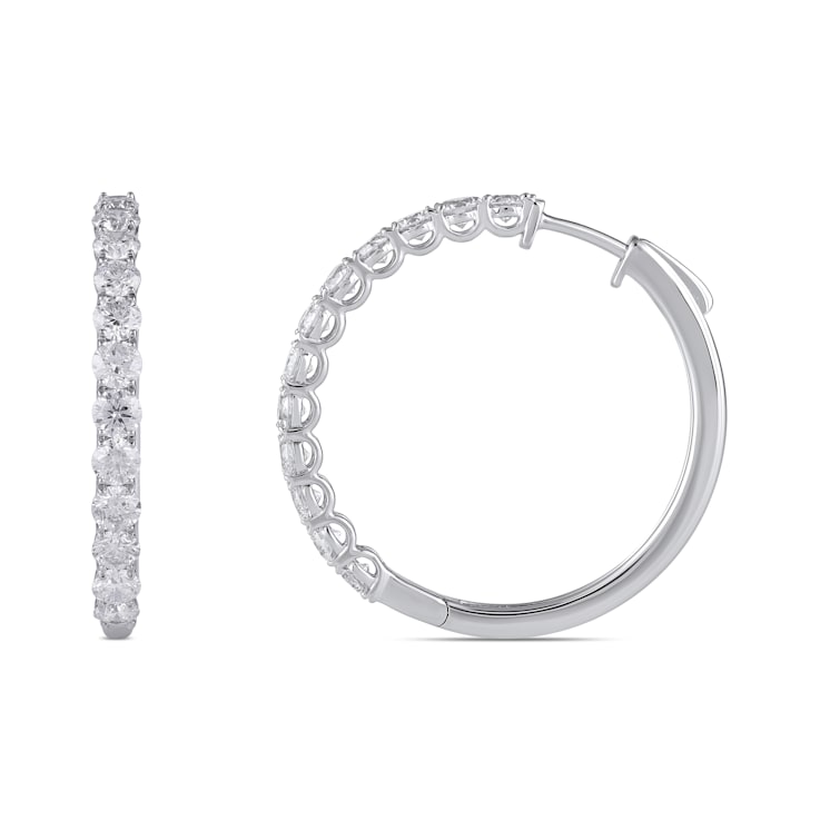 White Diamond H-I I1 Platinum Hoop Earrings 2.00ctw