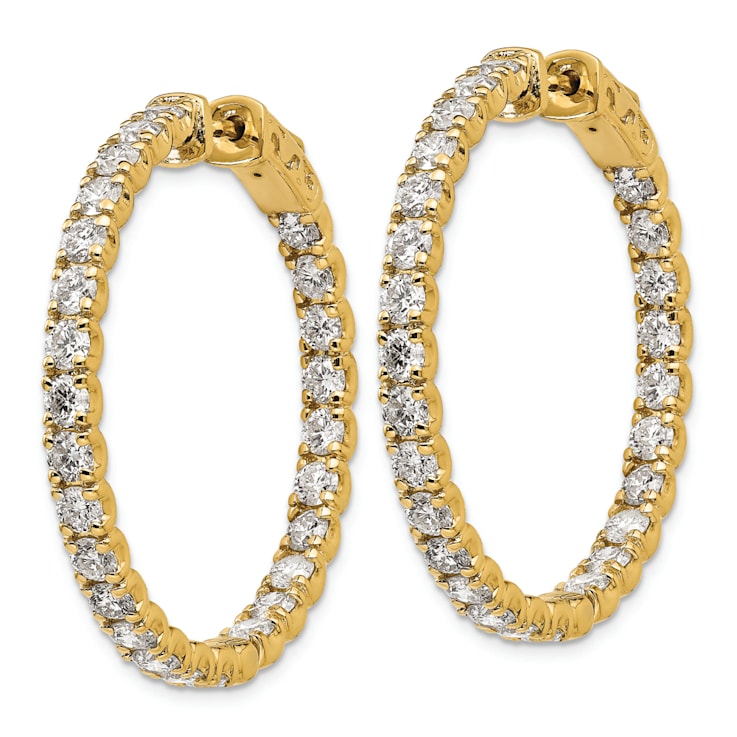 14K Yellow Gold Oro Spotlight Lab Grown Diamond SI+, H+, Round Hoop with
Safety Clasp Earrings