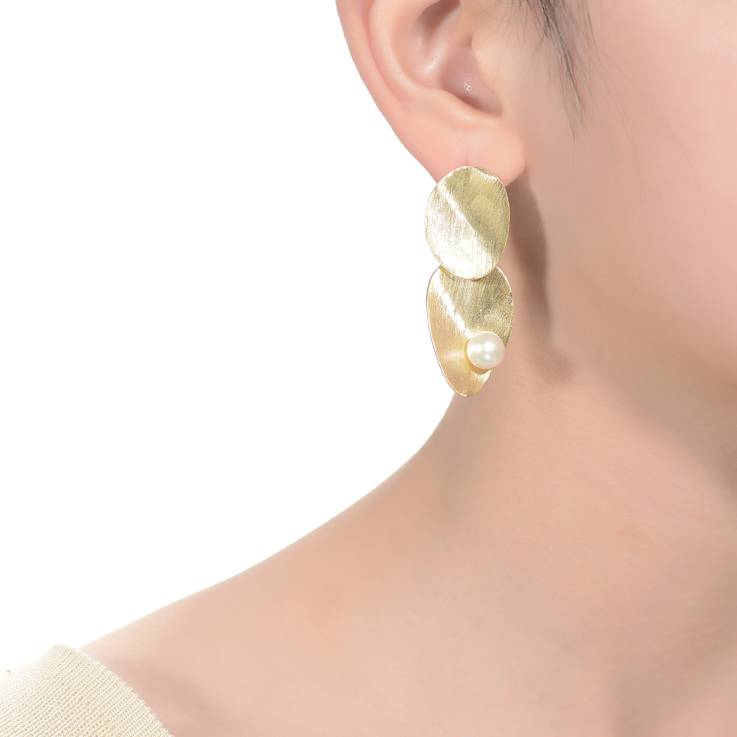 Pear Shape Freshwater Pearl Drop Earrings In 14K Gold Over Sterling Silver