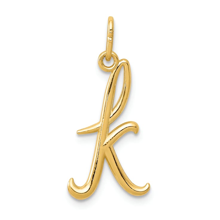10K Yellow Gold Polished Letter k Initial Charm