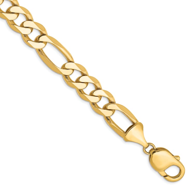 14K Yellow Gold 10mm Flat Figaro Chain Bracelet