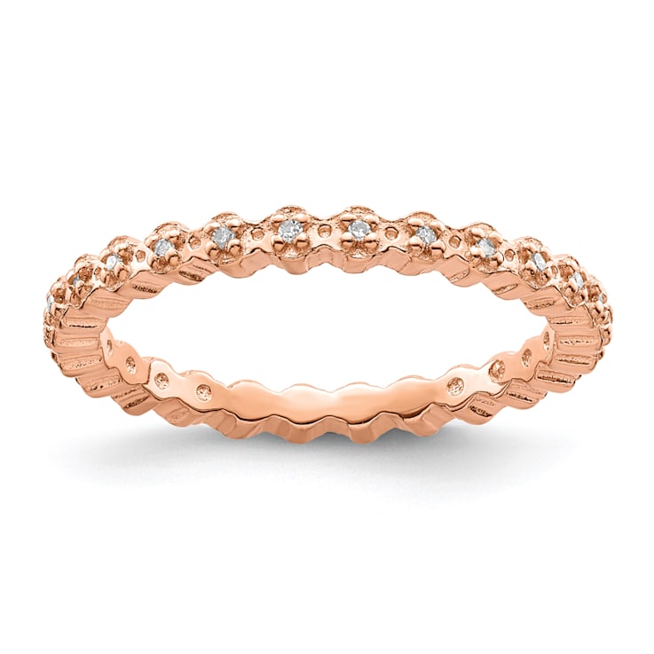 14K Rose Gold Over Sterling Silver Stackable Expressions Diamond
Pink-plated Ring 0.08ctw