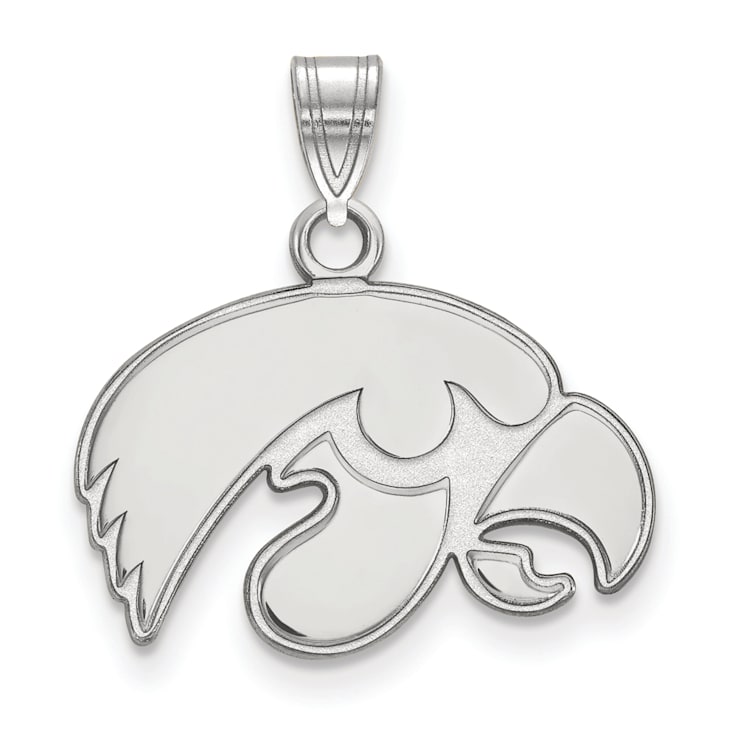 Rhodium Over Sterling Silver LogoArt University of Lowa Small Pendant