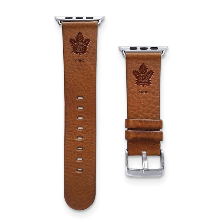 Gametime NHL Toronto Maple Leafs Tan Leather Apple Watch Band (38/40mm
S/M). Watch not included.